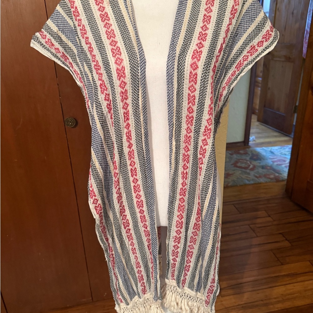 Earthbound Multicolor Patterned Knit Wrap Kimono